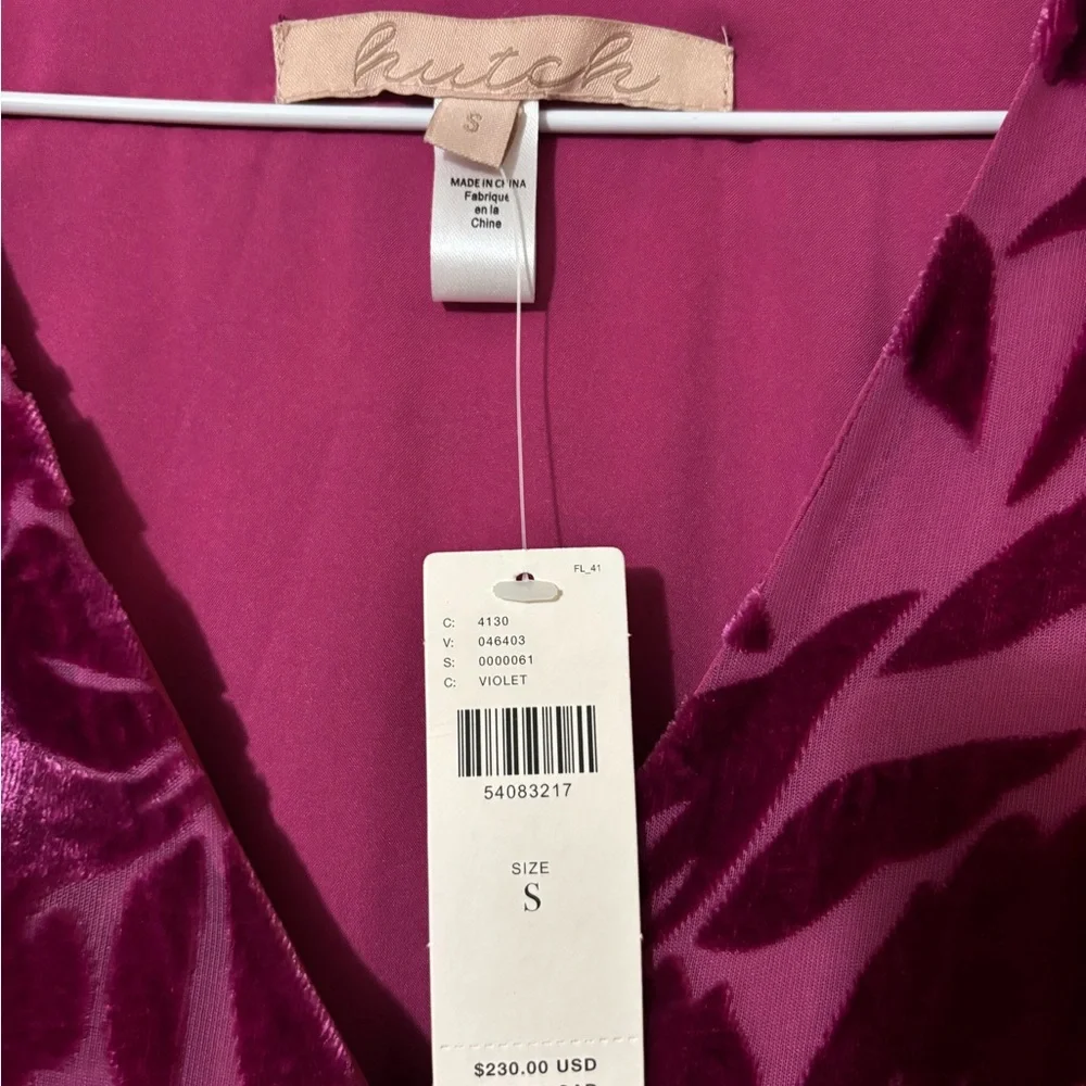 Anthropologie Pink Floral Velvet Long Sleeve Dress - Picture 3 of 5